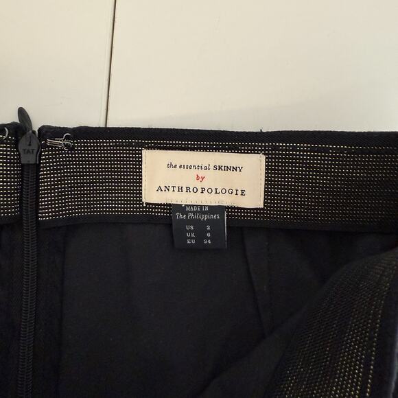 Anthropologie The Essential Skinny Pants Black Foil Damask Print 25” - Size 2 - Picture 6 of 9